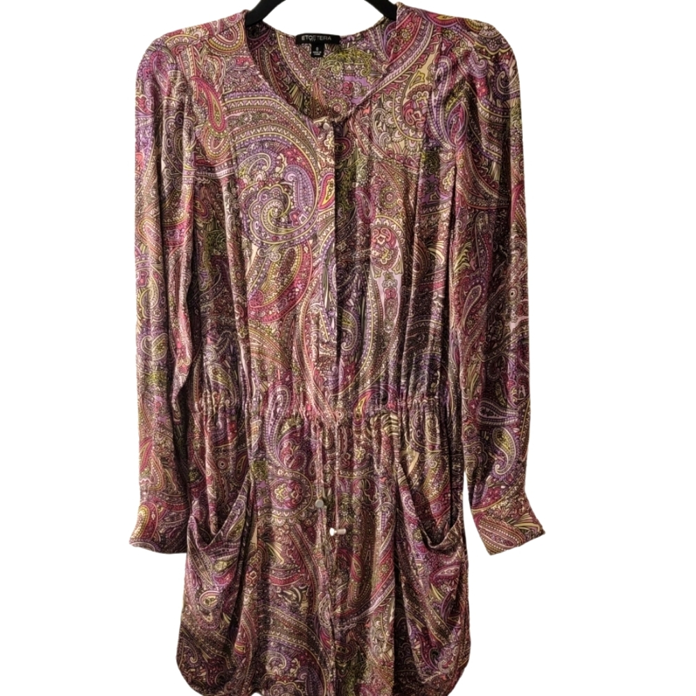 Etcetera. Women's Long Sleeve Dress. Pink & Purple Paisley. Size 0.